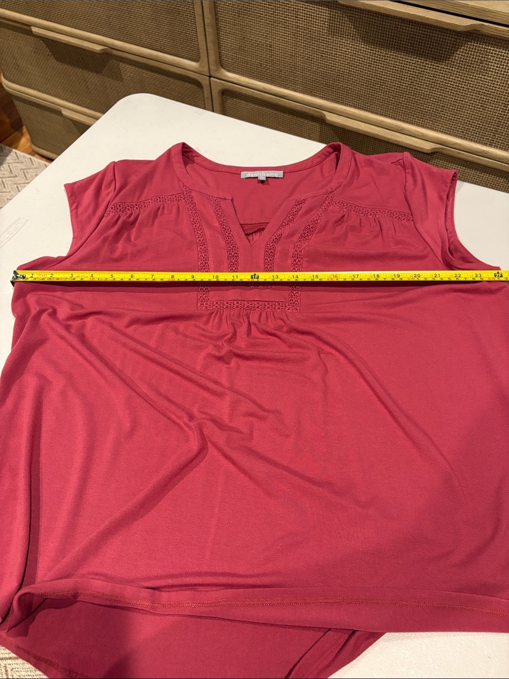 Daniel Rainn Namika Split Neck Knit Top. Blouse Dark Pink. - Picture 12 of 13